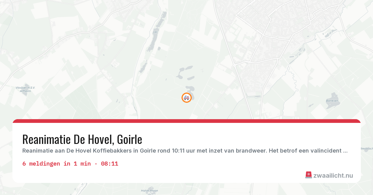 Kaart van de activiteitspiek bij Goirle