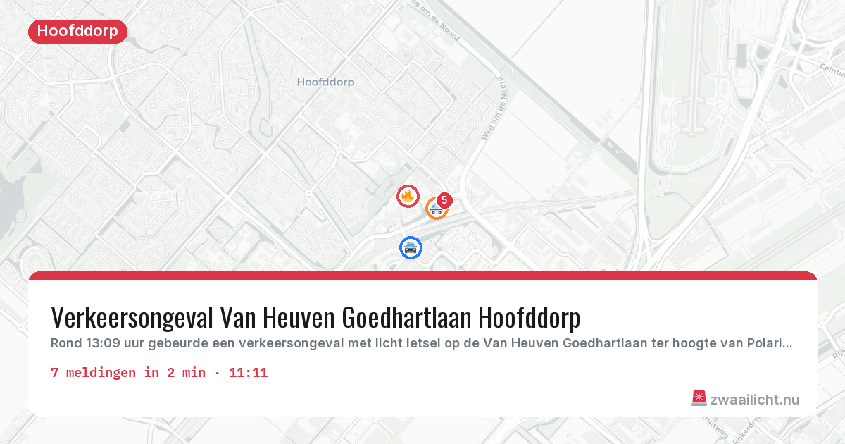 Kaart van de activiteitspiek bij Hoofddorp