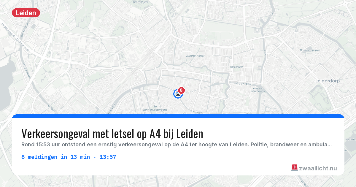Kaart van de activiteitspiek bij Leiden