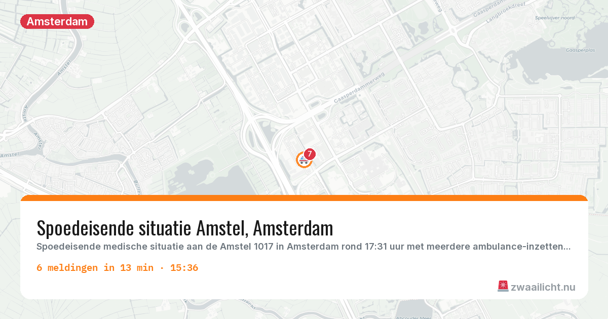 Kaart van de activiteitspiek bij Amsterdam
