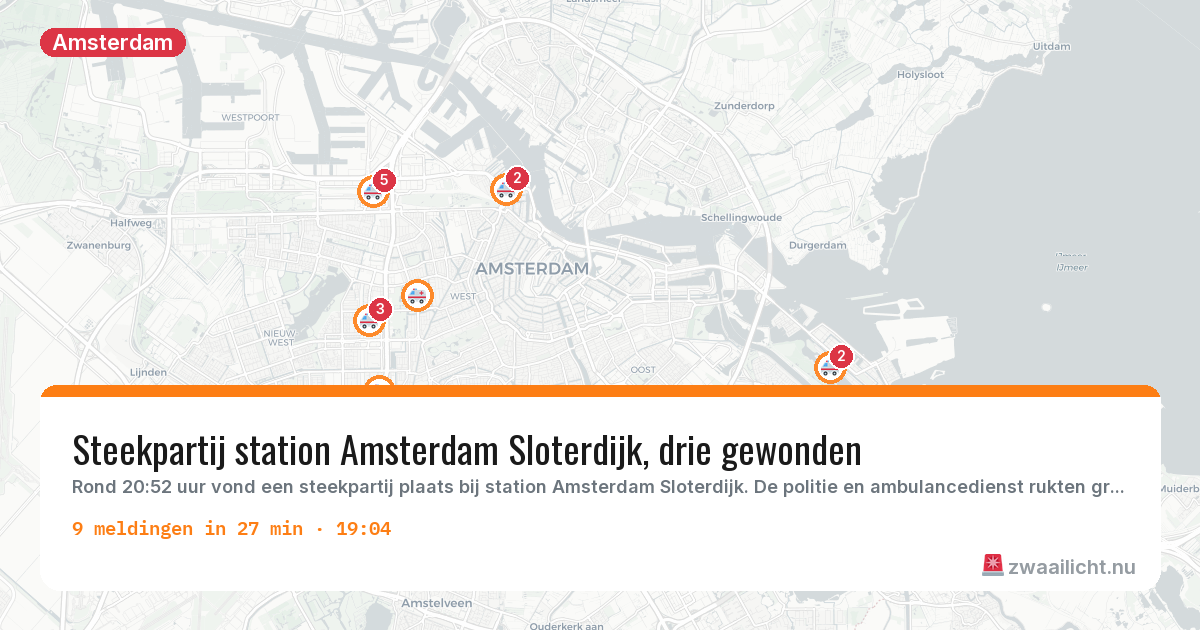 Kaart van de activiteitspiek bij Amsterdam