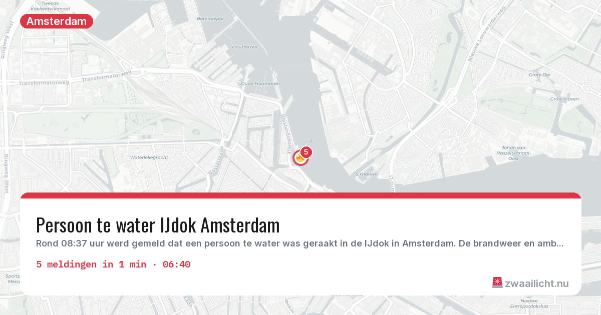 Kaart van de activiteitspiek bij Amsterdam