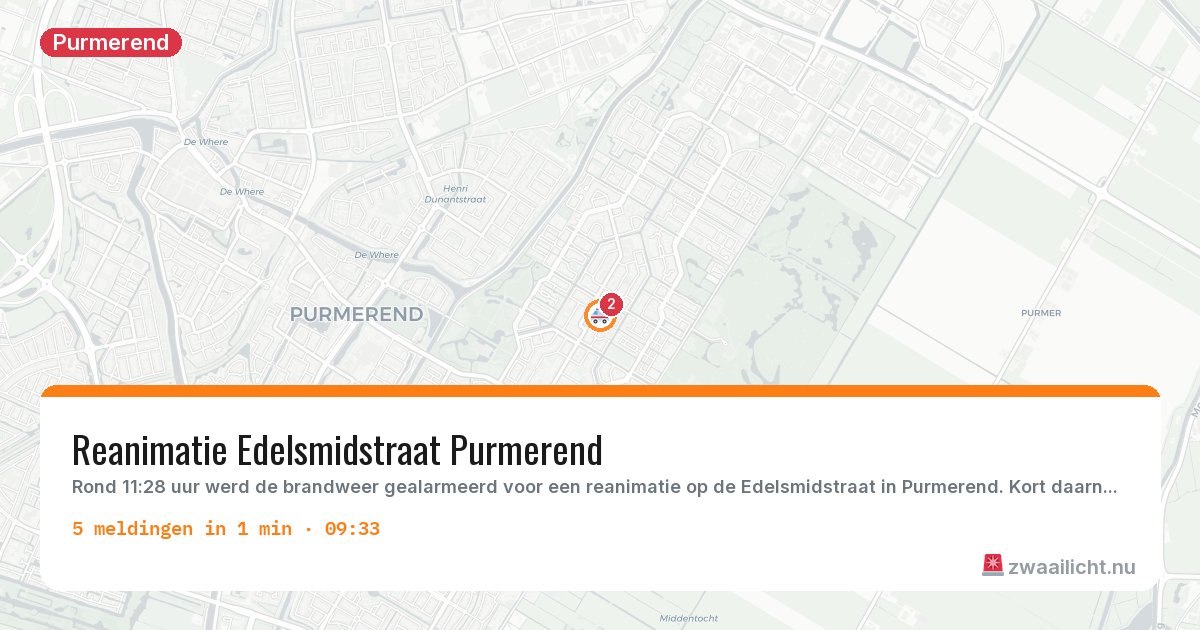 Kaart van de activiteitspiek bij Purmerend