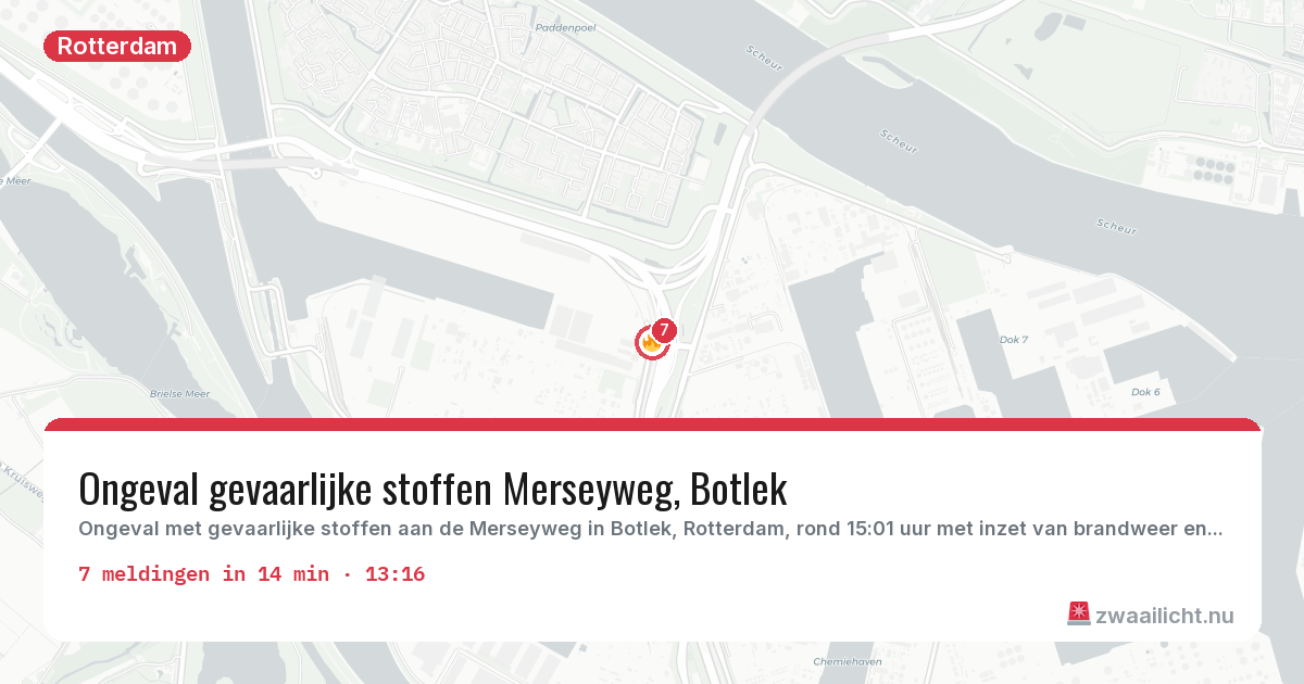 Kaart van de activiteitspiek bij Rotterdam