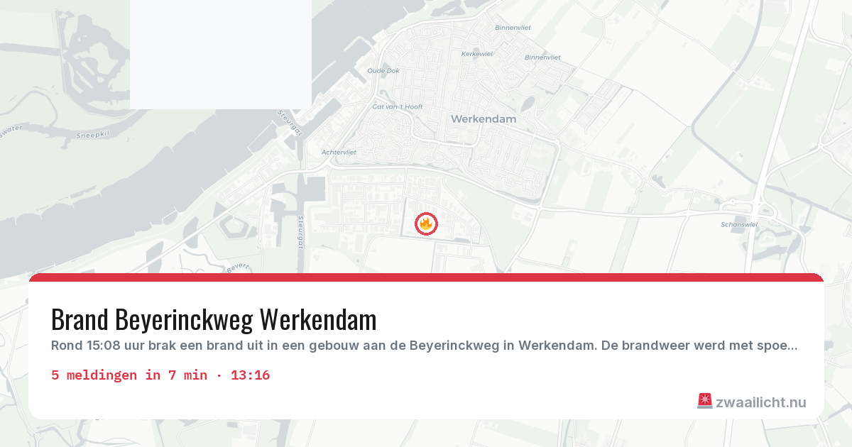 Kaart van de activiteitspiek bij Werkendam