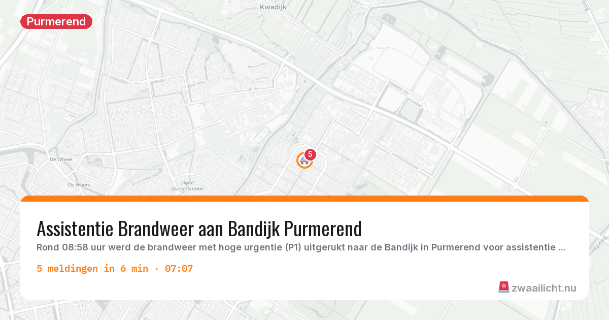 Kaart van de activiteitspiek bij Purmerend