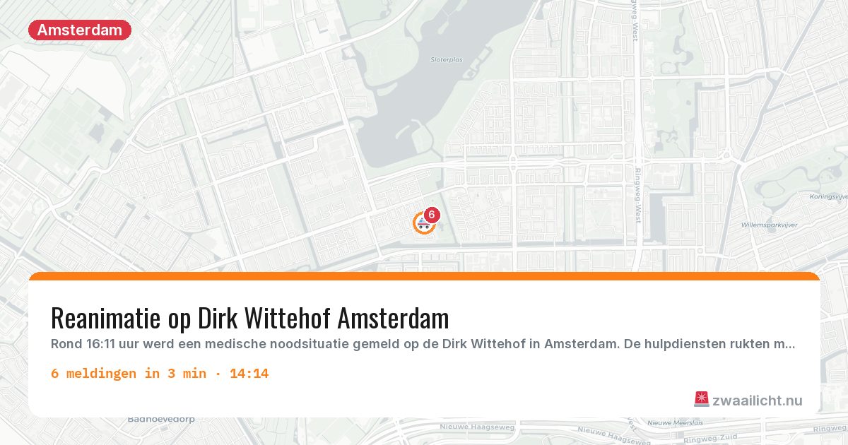 Kaart van de activiteitspiek bij Amsterdam