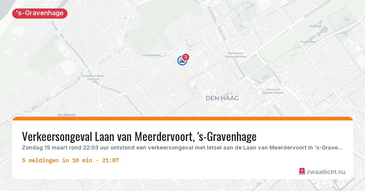 Kaart van de activiteitspiek bij 's-Gravenhage