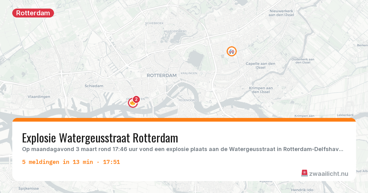 Kaart van de activiteitspiek bij Rotterdam