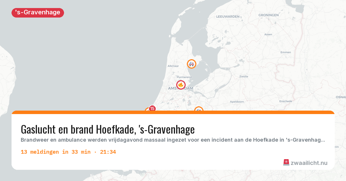 Kaart van de activiteitspiek bij 's-Gravenhage
