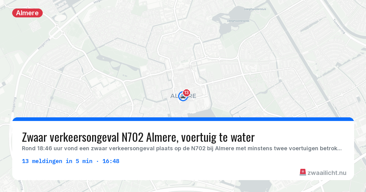 Kaart van de activiteitspiek bij Almere