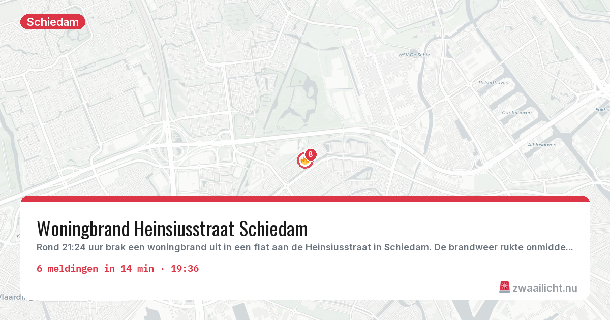 Kaart van de activiteitspiek bij Schiedam