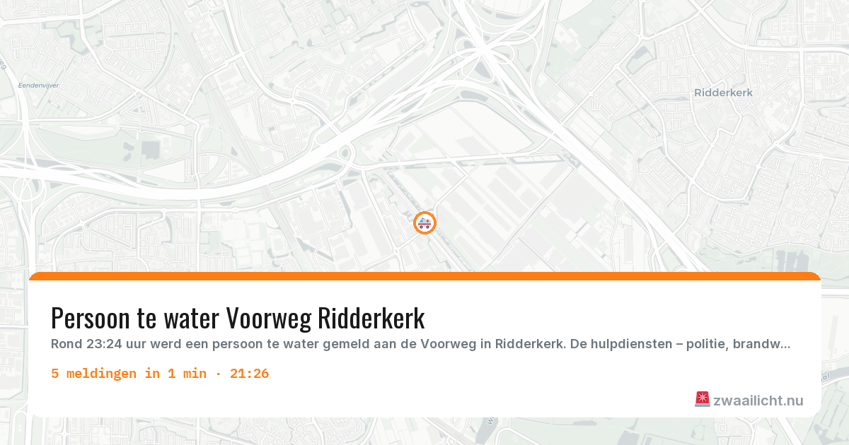 Kaart van de activiteitspiek bij Ridderkerk