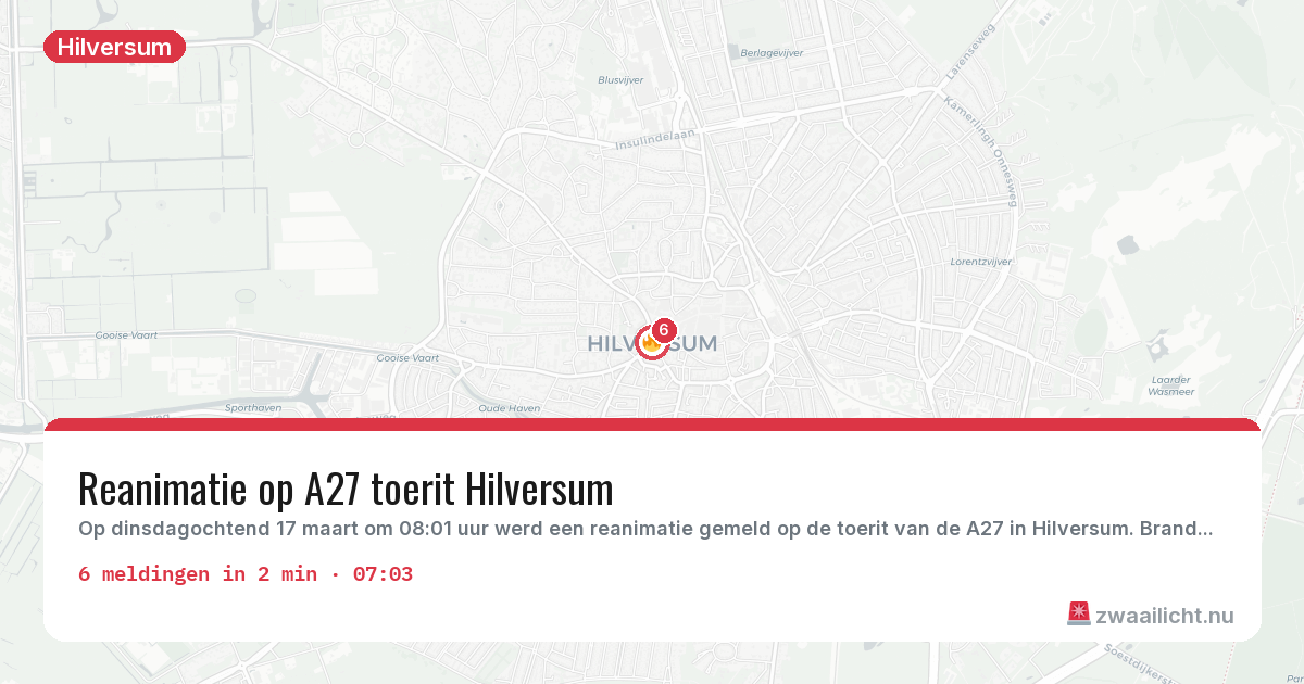 Kaart van de activiteitspiek bij Hilversum