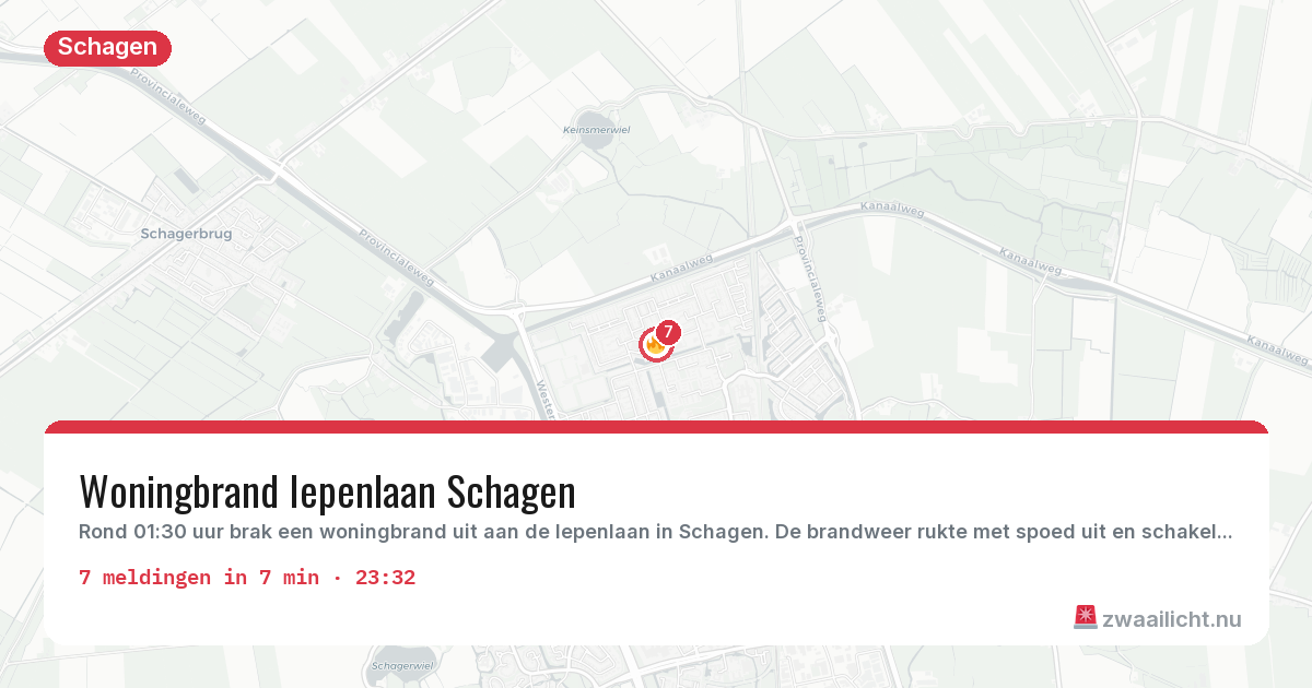 Kaart van de activiteitspiek bij Schagen