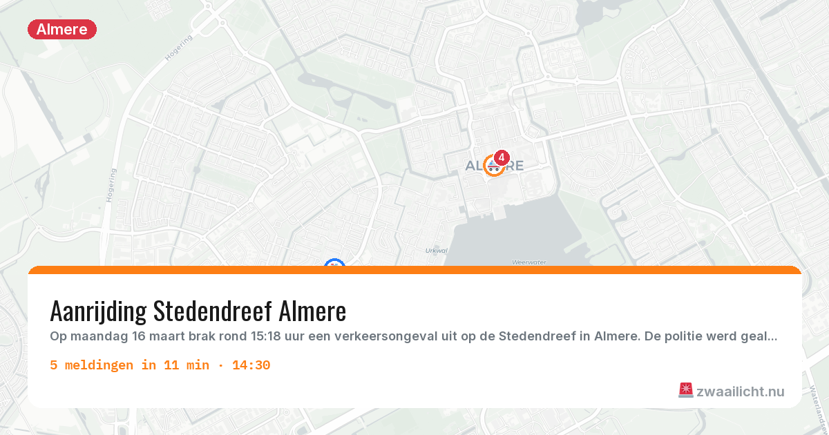 Kaart van de activiteitspiek bij Almere