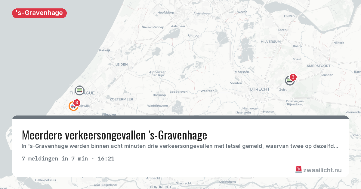 Kaart van de activiteitspiek bij 's-Gravenhage
