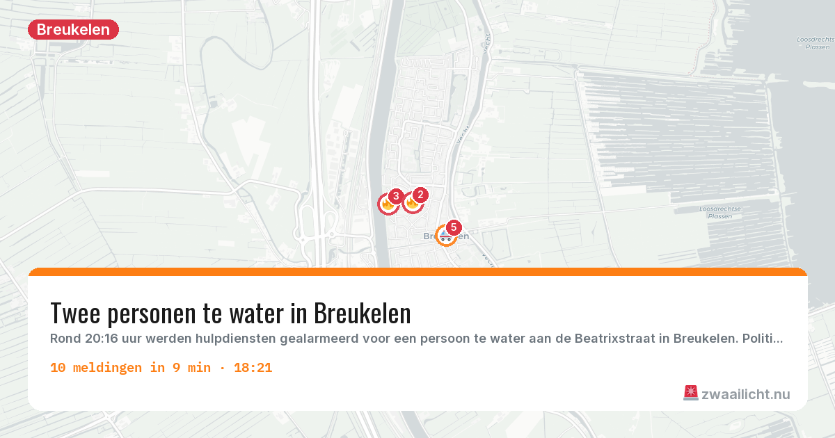 Kaart van de activiteitspiek bij Breukelen