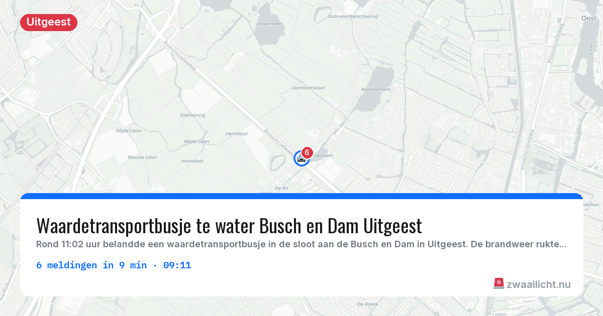 Kaart van de activiteitspiek bij Uitgeest