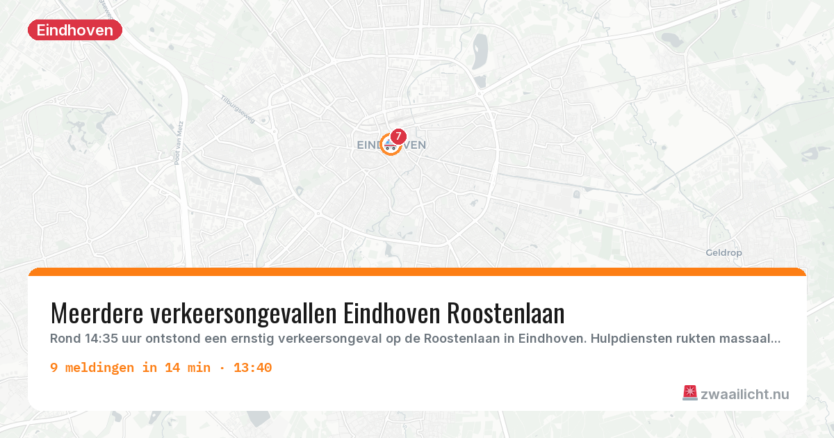 Kaart van de activiteitspiek bij Eindhoven