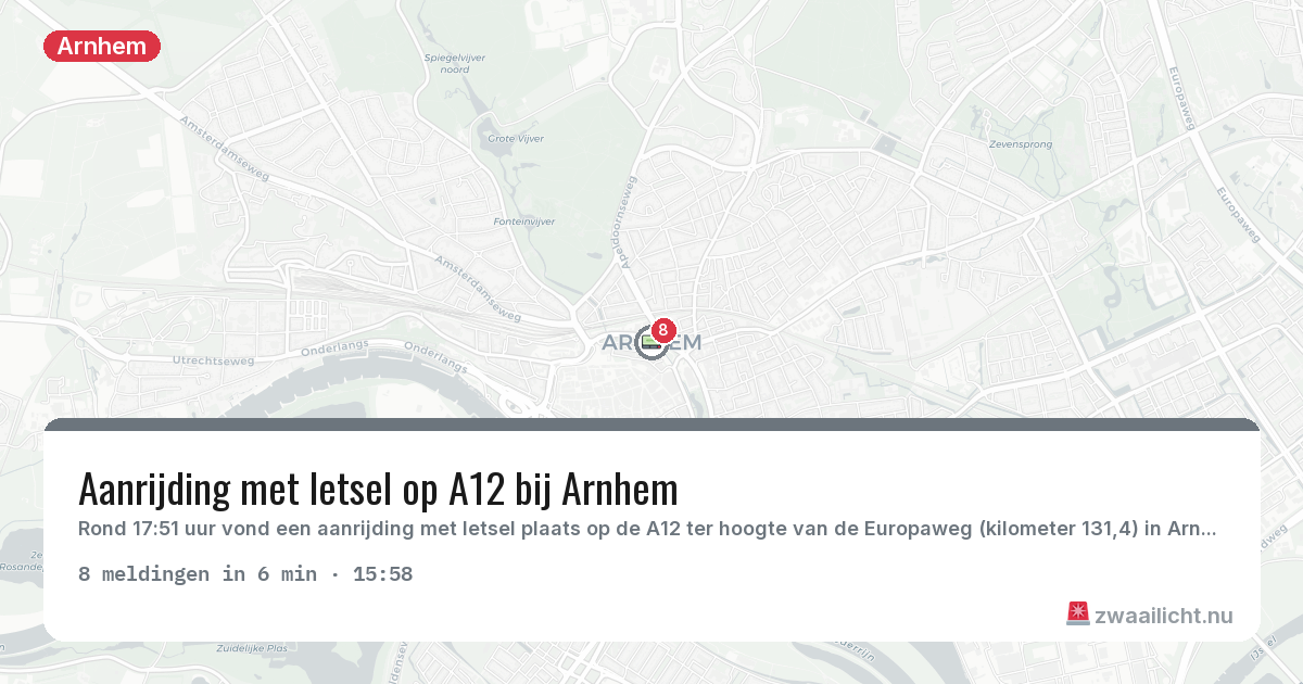 Kaart van de activiteitspiek bij Arnhem
