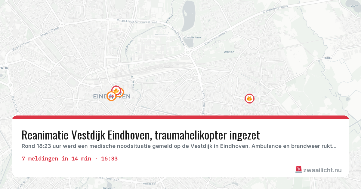 Kaart van de activiteitspiek bij Eindhoven