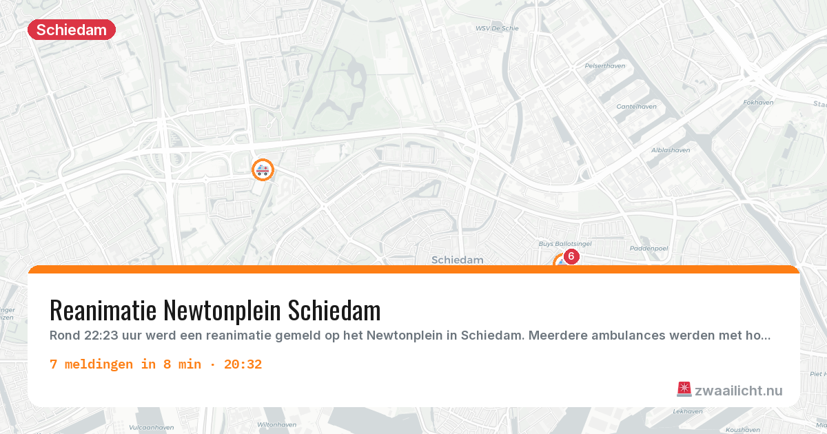 Kaart van de activiteitspiek bij Schiedam