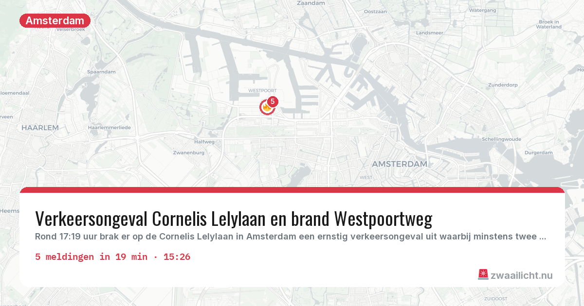Kaart van de activiteitspiek bij Amsterdam