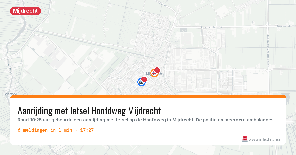 Kaart van de activiteitspiek bij Mijdrecht