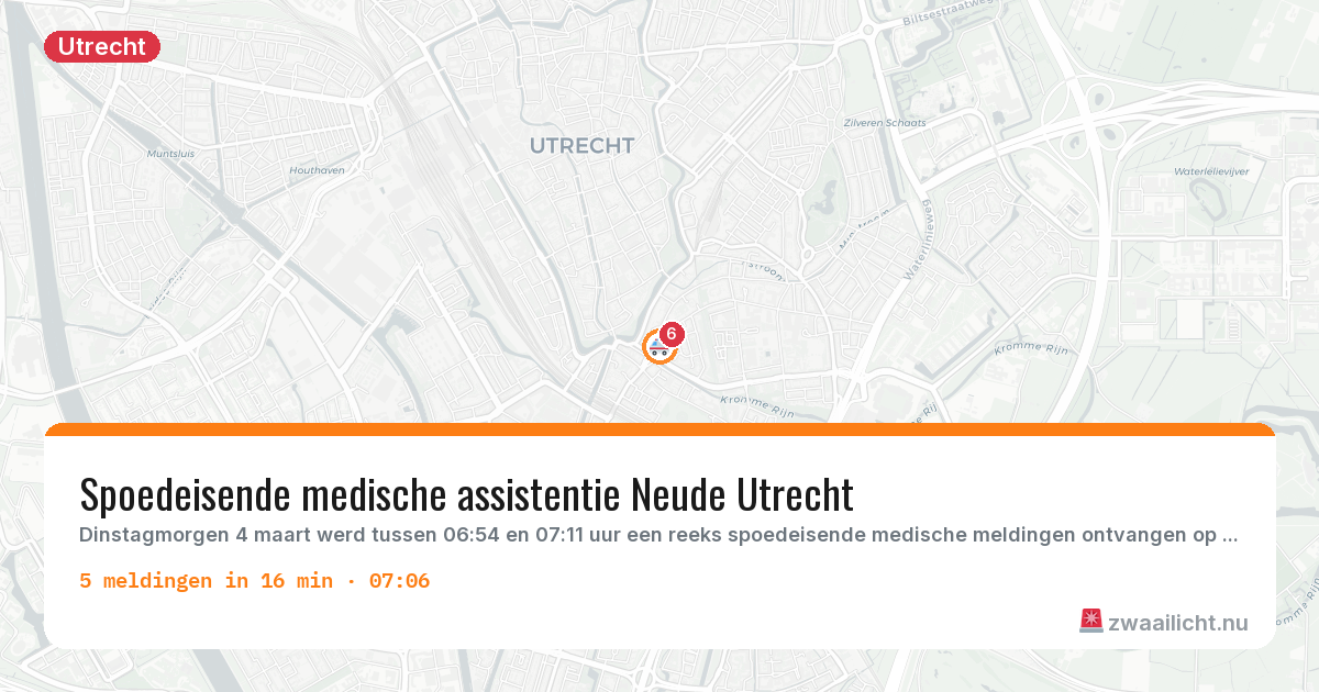 Kaart van de activiteitspiek bij Utrecht
