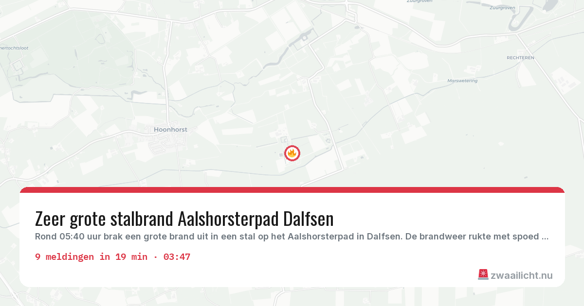 Kaart van de activiteitspiek bij Dalfsen