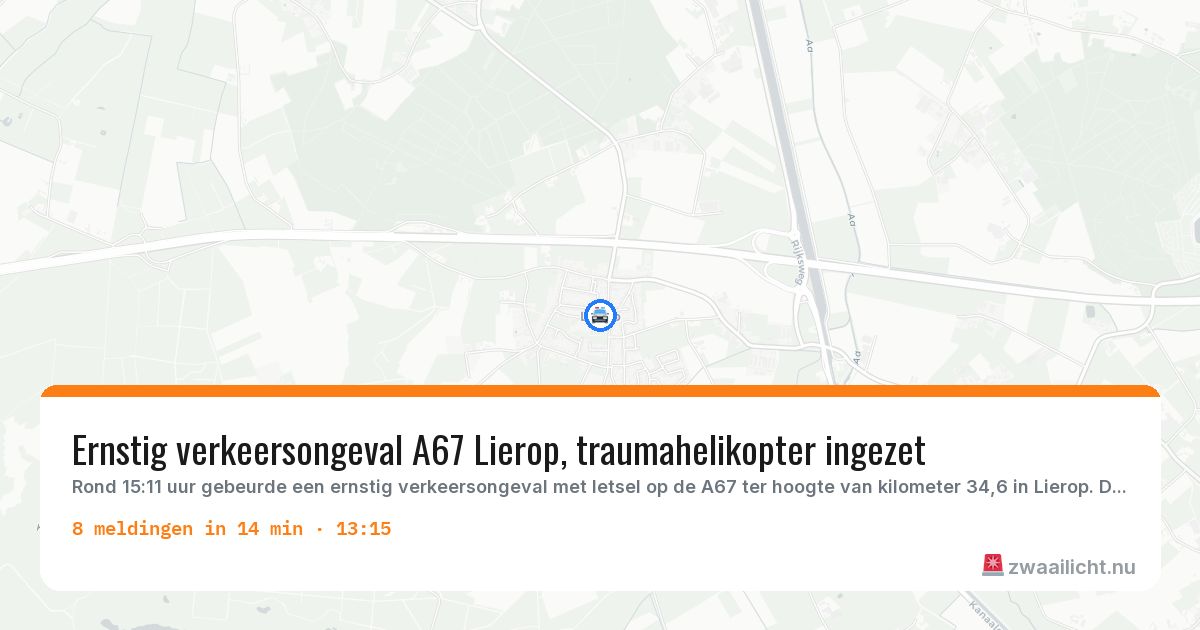 Kaart van de activiteitspiek bij Lierop
