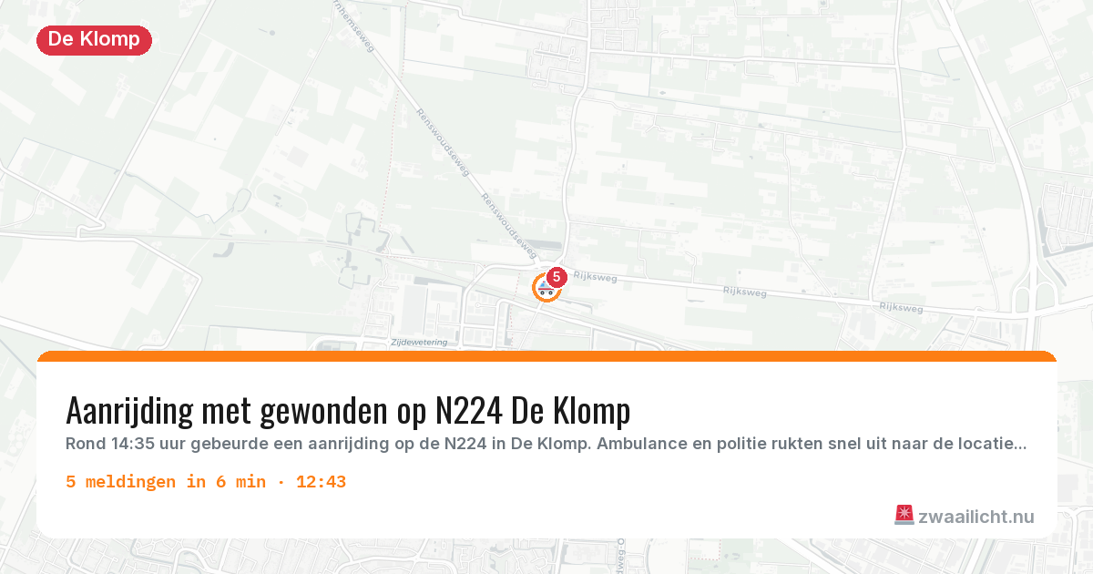 Kaart van de activiteitspiek bij De Klomp