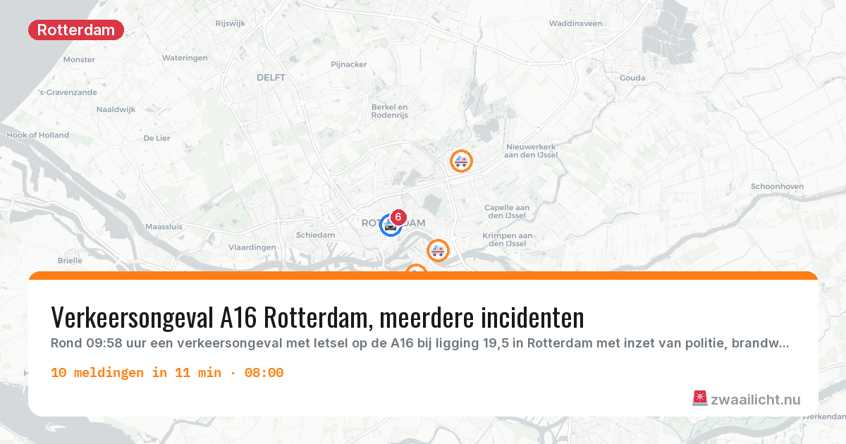 Kaart van de activiteitspiek bij Rotterdam