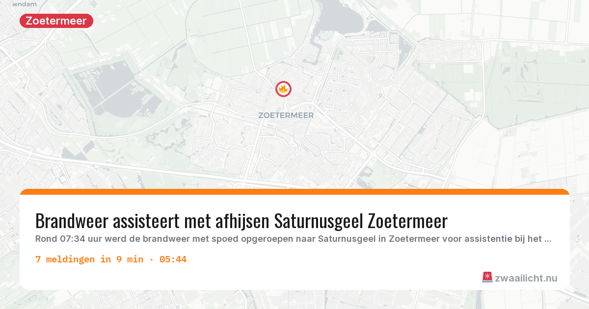 Kaart van de activiteitspiek bij Zoetermeer