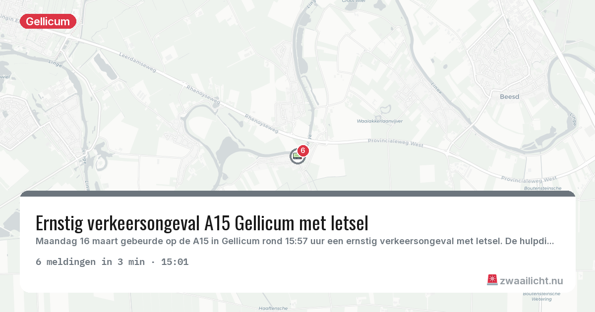 Kaart van de activiteitspiek bij Gellicum
