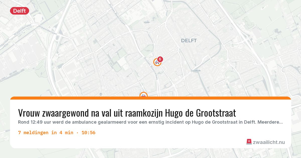 Kaart van de activiteitspiek bij Delft
