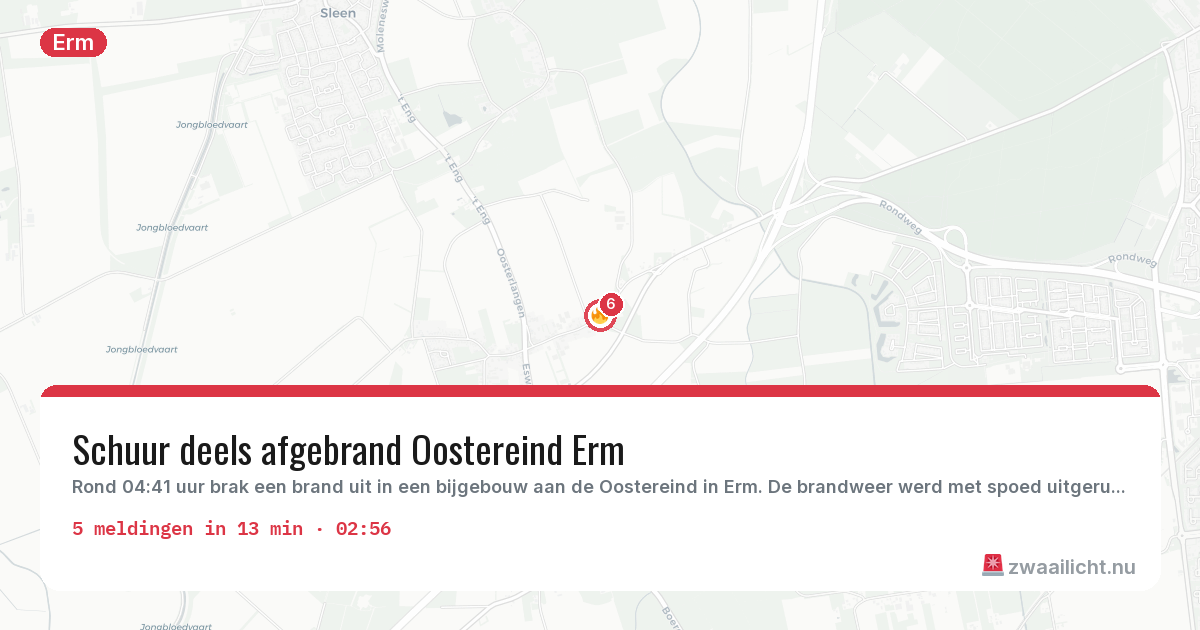 Kaart van de activiteitspiek bij Erm
