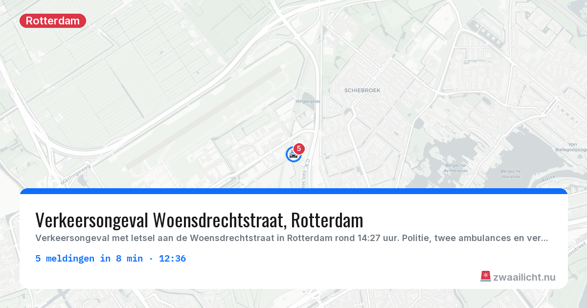 Kaart van de activiteitspiek bij Rotterdam