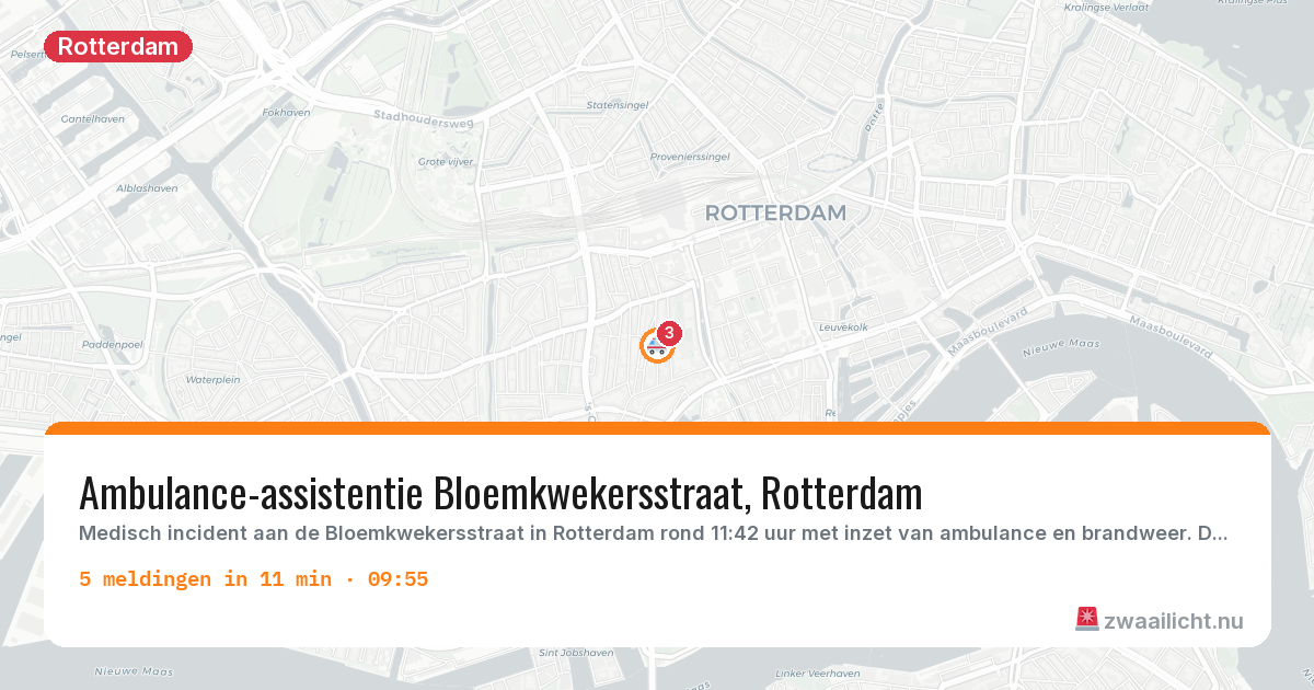 Kaart van de activiteitspiek bij Rotterdam