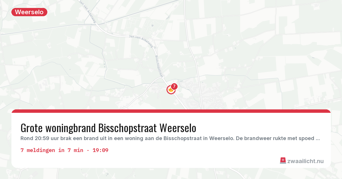 Kaart van de activiteitspiek bij Weerselo