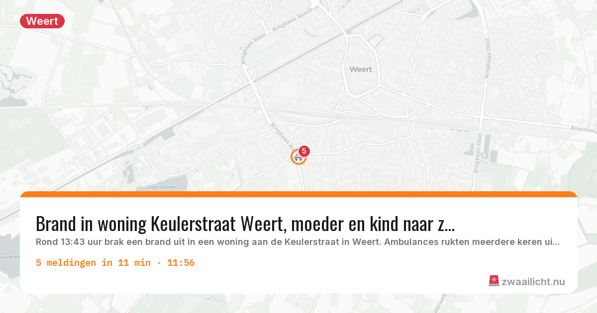 Kaart van de activiteitspiek bij Weert