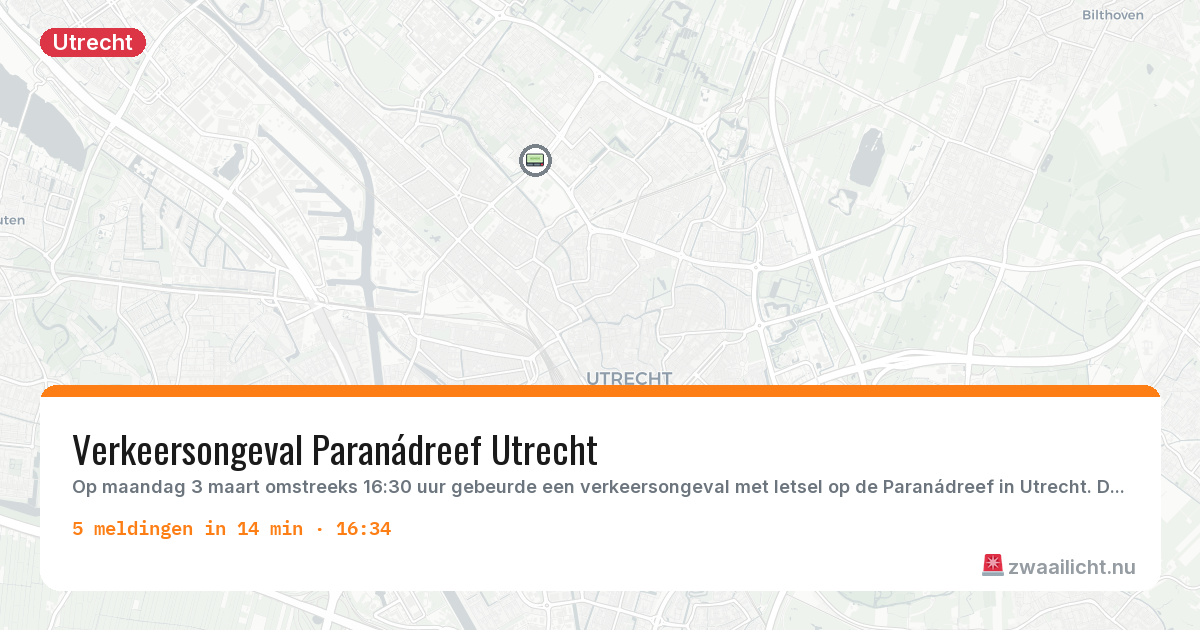 Kaart van de activiteitspiek bij Utrecht
