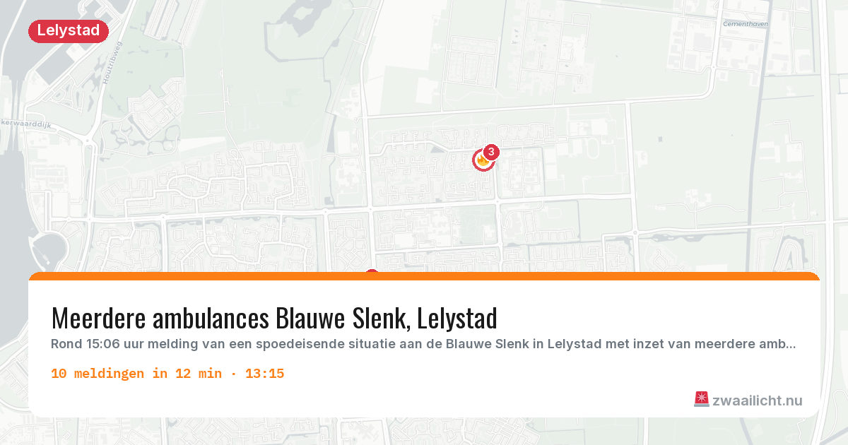 Kaart van de activiteitspiek bij Lelystad