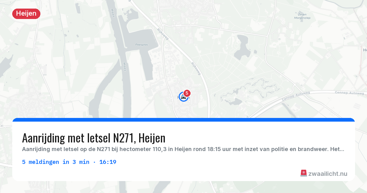 Kaart van de activiteitspiek bij Heijen