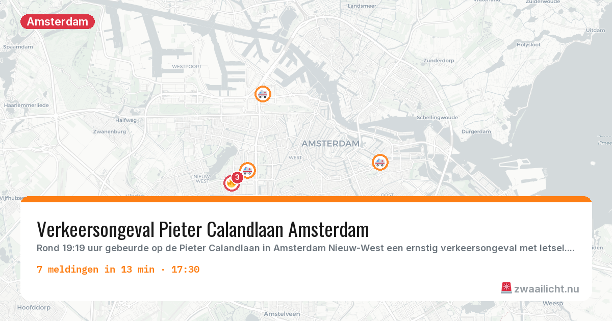 Kaart van de activiteitspiek bij Amsterdam