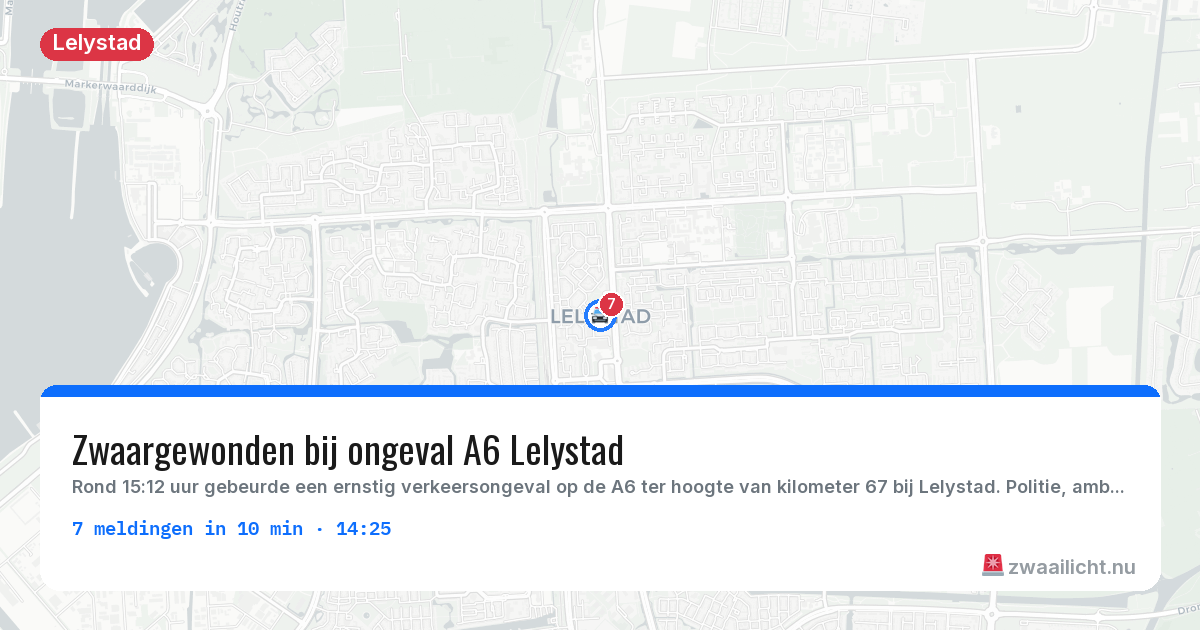 Kaart van de activiteitspiek bij Lelystad