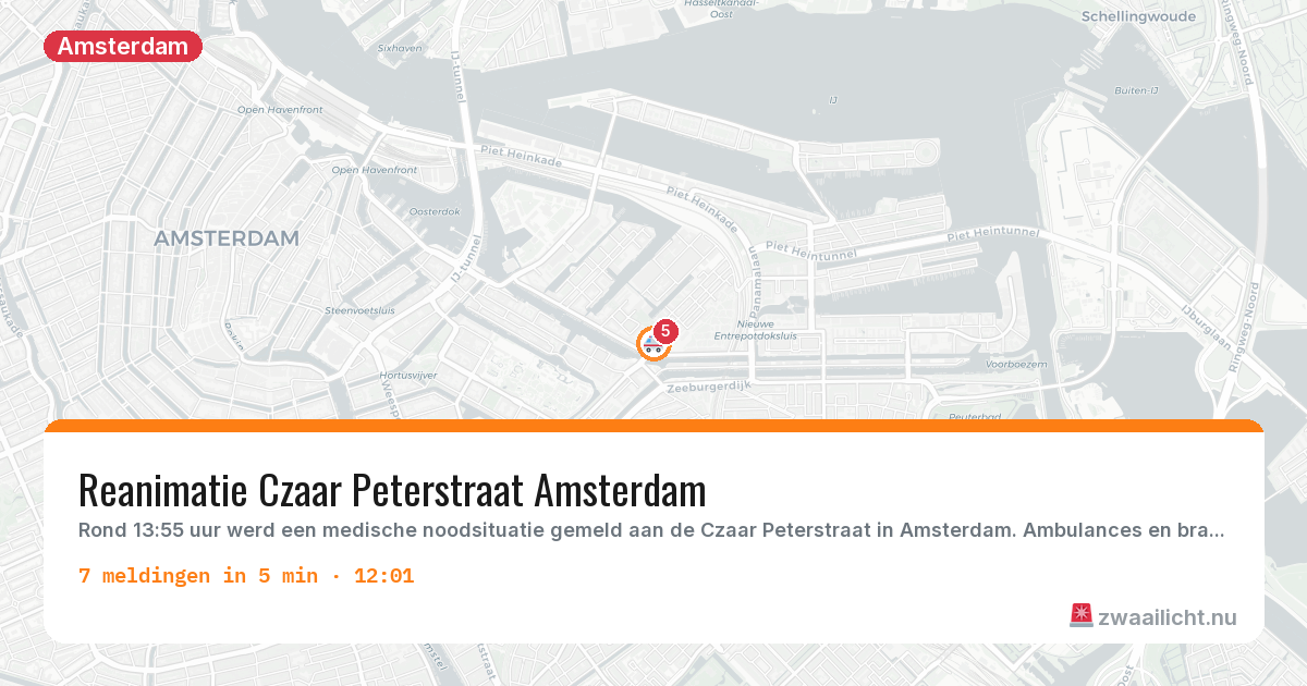 Kaart van de activiteitspiek bij Amsterdam