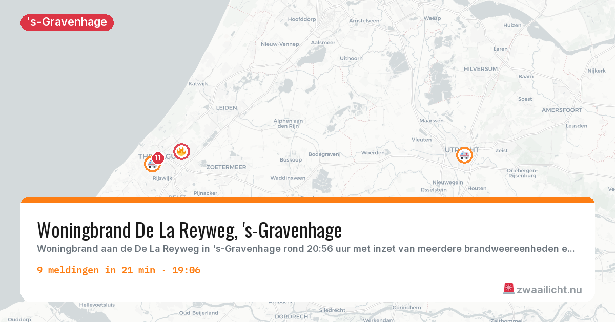 Kaart van de activiteitspiek bij 's-Gravenhage