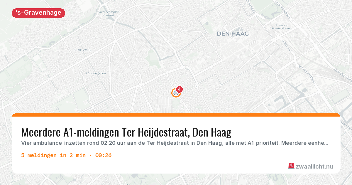 Kaart van de activiteitspiek bij 's-Gravenhage